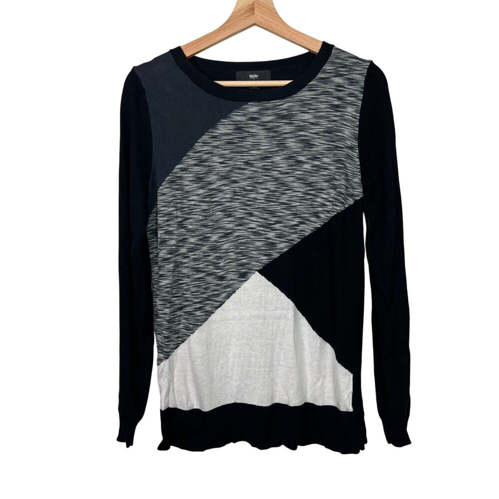 Mossimo Women's Medium Colorblock Crew Neck Pullover Sweater‎ Black White